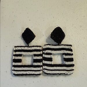 Black and White Beaded Earrings